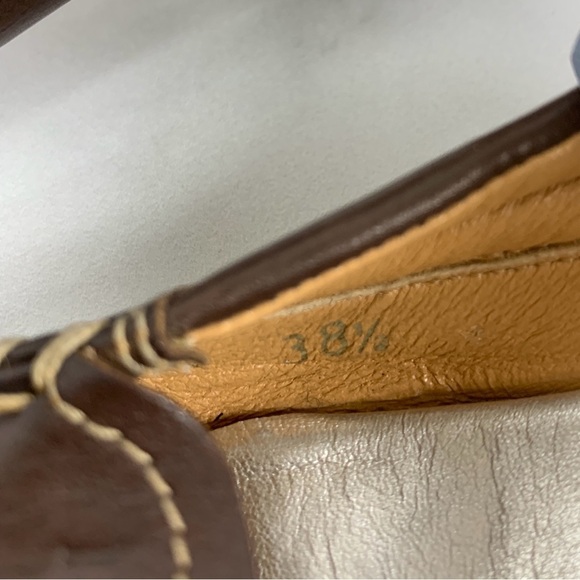 PRADA Brown Leather Retro Y2K Designer Loafer Kitten Heels Pumps 38.5 - Picture 10 of 16